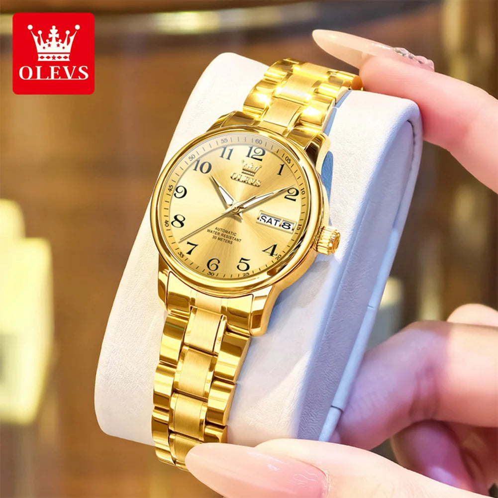 OLEVS 7072 Men Watches Original Business Automatic Mechanical Watches For Man Stainless Steel Waterproof Luminous Day Date Wrist
