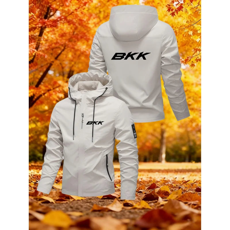 Men'S Hooded Jacket BKK Large Letter Print Hooded Jacket Suitable For Hiking And Mountain Climbing、Fishing And Camping