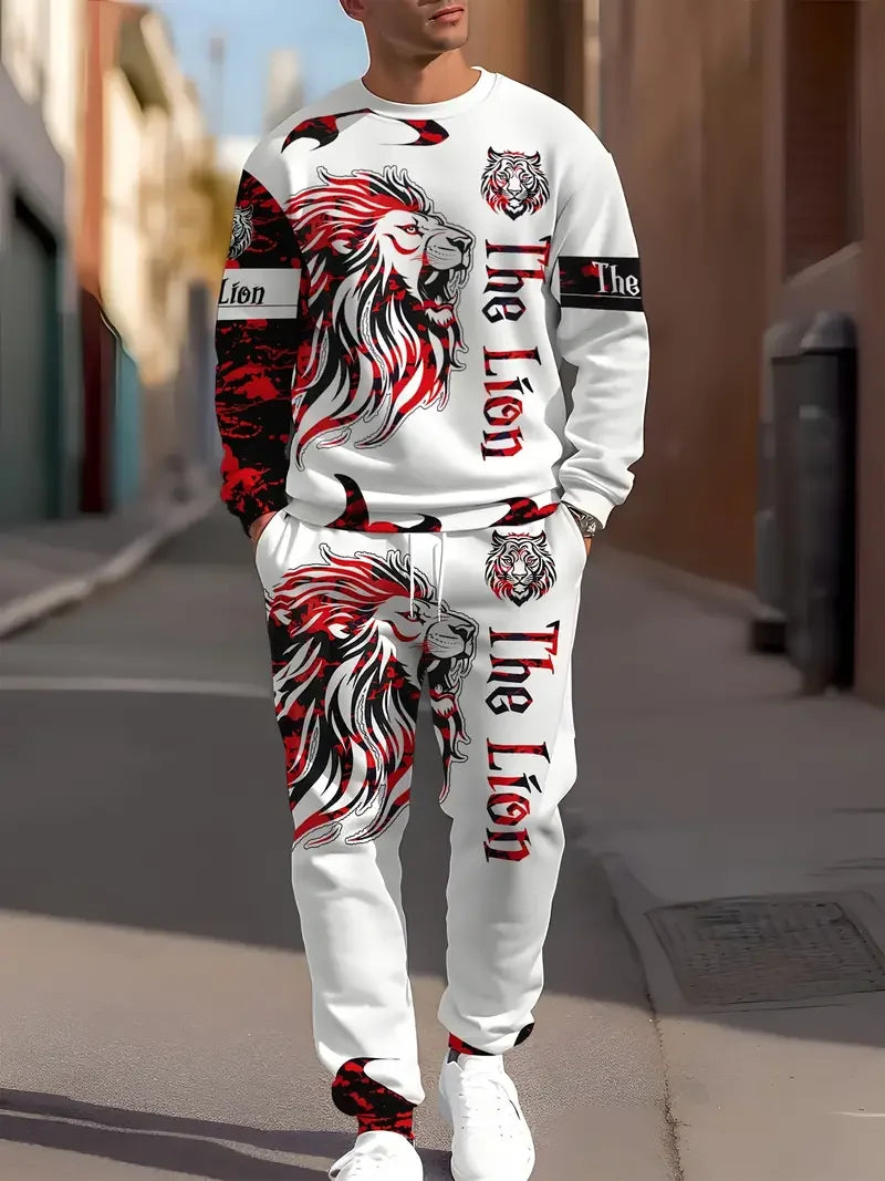 Wolf 3d Printed Tshirt +Pants Suit Male Autumn and Winter Casual tshirt Pullover Men Tracksuit Set Fashion Men's Clothing Suit