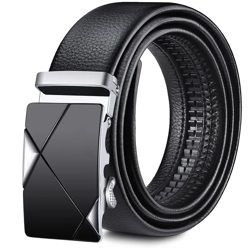 Men's Belt Can Be Cut Automatic Buckle Leather Belt Fashion Classic Versatile Trend Pants Belt