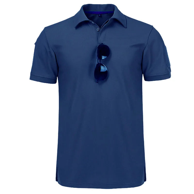 Men Polo Shirt Quick Dry Pullover Embroidered Shirts Summer Oversized Breathable Clothes Elastic Plain Hiking Climb T-shirts
