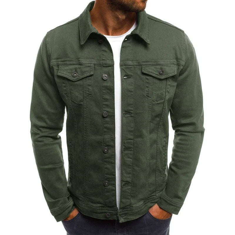 Retro Multiple pockets Men's denim Jacket 2025 Spring and Autumn Men's fashionable versatile slim fit Jacket coat