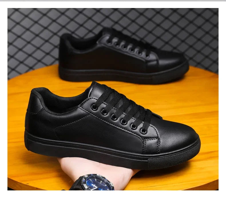 Sneakers Men Shoes 2026Leather Mens Casual Shoes Flat Male Footwear Fashion Black White Shoes Tenis Masculino Skateboard