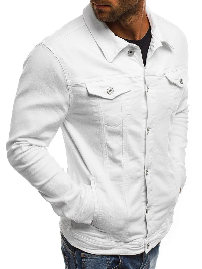 Retro Multiple pockets Men's denim Jacket 2025 Spring and Autumn Men's fashionable versatile slim fit Jacket coat