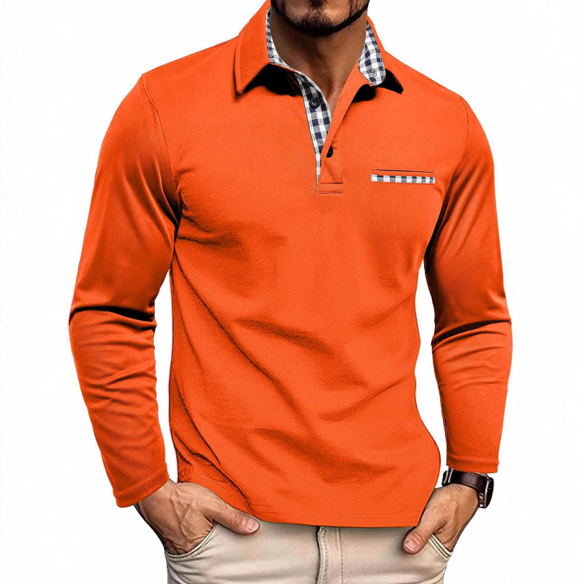 2026 New Men's Long Sleeve Polo Shirts Spring Autumn Casual Slim Fit Turn Down Collar Top High Quality Fashion Tops Male Tees