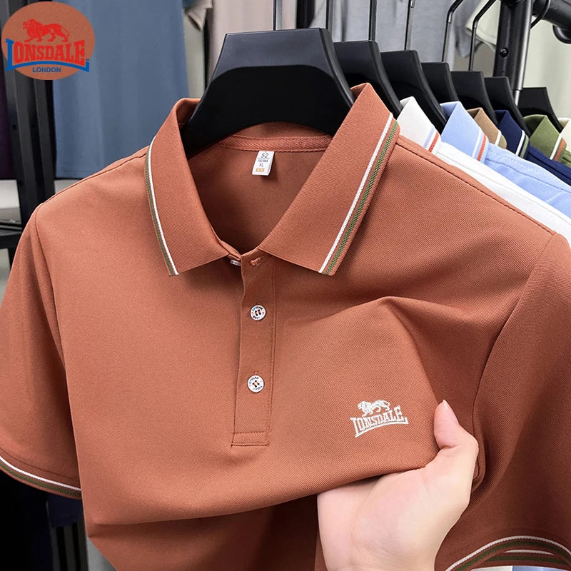 Men's Polo Shirt with Exquisite Embroidery Logo on the Chest in Summer Cool Business and Casual Style Comfortable Breathability