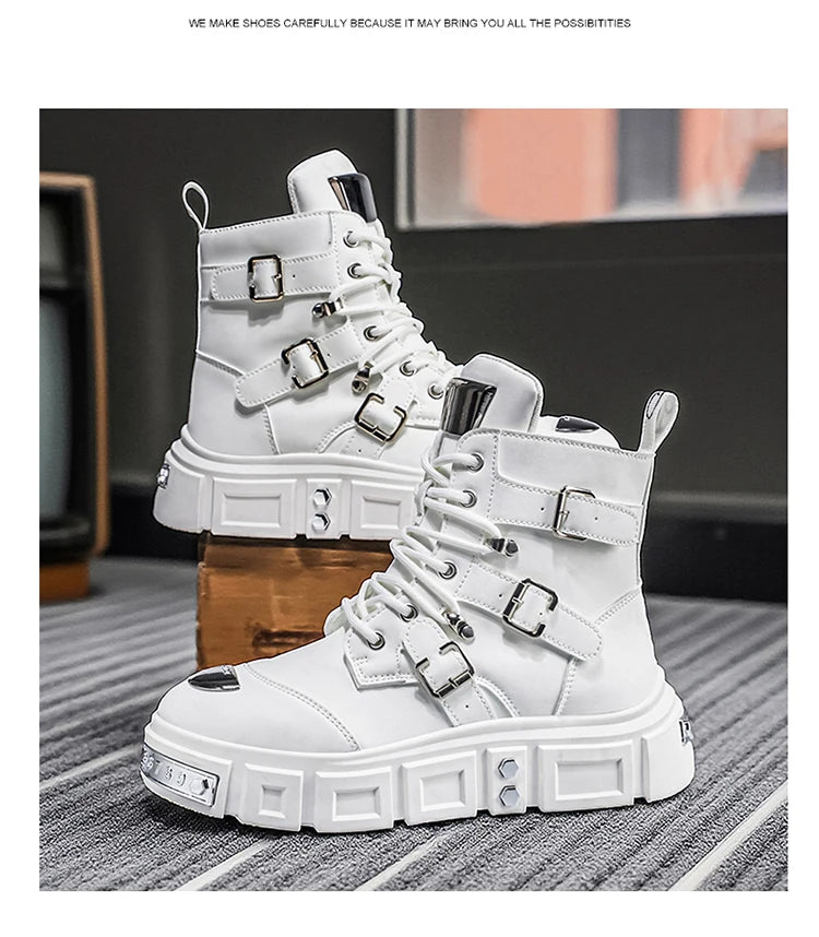 Fashionable Men's High-Top Boots with Comfortable Fabric Lining, Thick and Durable Soles, All-Weather Grip, Suitable for Outdoor Activities, Hiking, Mountaineering, and Camping