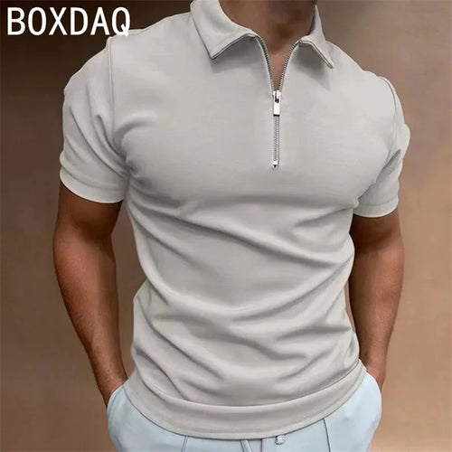 Men's Solid Zip Polo