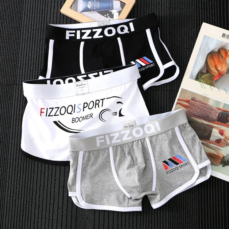 Men's Boxers High Elastic Letter Printed Underwear Sports Breathable Large Size Boxer U Convex Pouch Lingerie Underpants