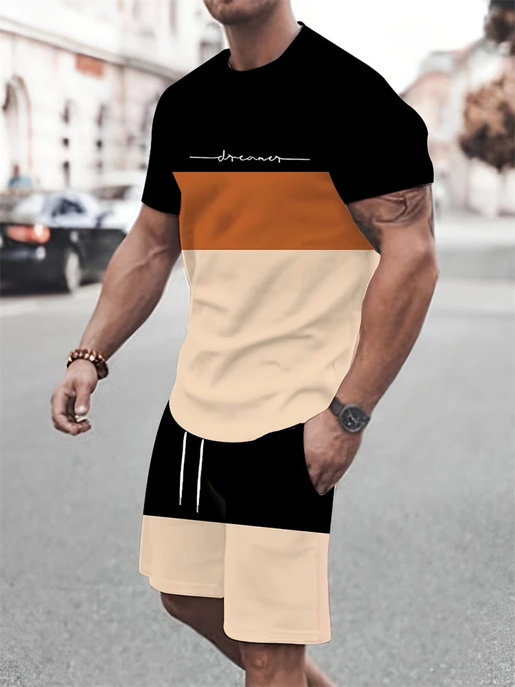 2026 Summer New Arrival Men's Suit Stylish Hip-Hop Style Short-Sleeve Comfortable Fashion Wear Plus Size Athletic Quick-Dry Set