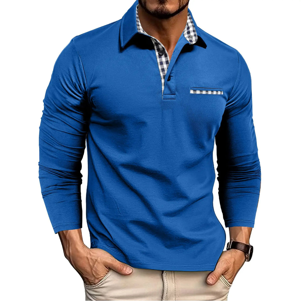 2026 New Men's Long Sleeve Polo Shirts Spring Autumn Casual Slim Fit Turn Down Collar Top High Quality Fashion Tops Male Tees