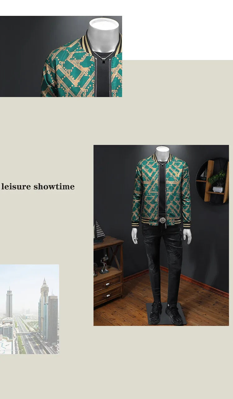 Autumn Winter Baseball Jacket Men Luxury Printed Casual Business Bomber JacketS Social Streetwear Windproof Outdoor Coats M-4XL