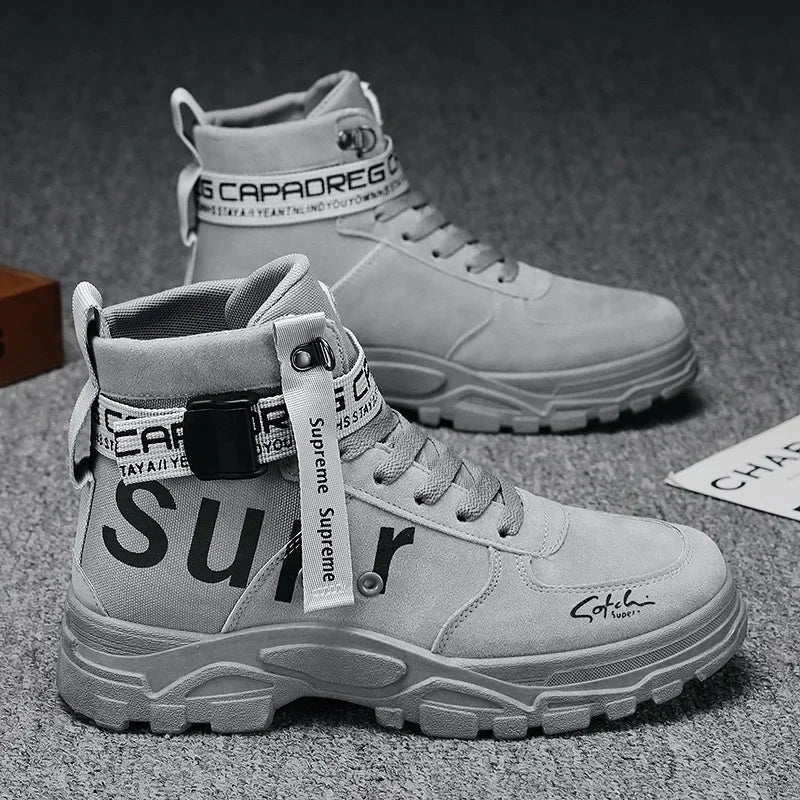 Men Boots 2026 New Versatile in Summer Round Toe High Top Leather Boots Man Sports Boots Men's Shoes