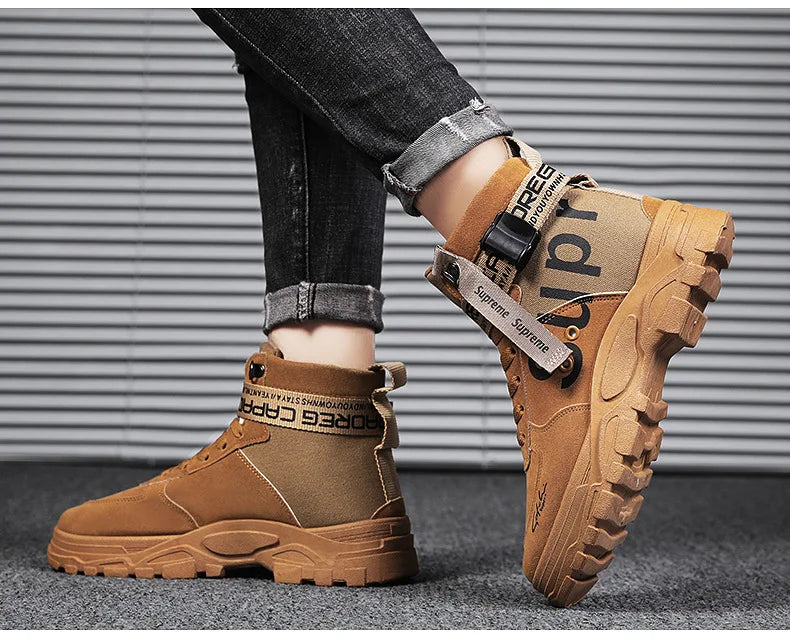 Men Boots 2026 New Versatile in Summer Round Toe High Top Leather Boots Man Sports Boots Men's Shoes