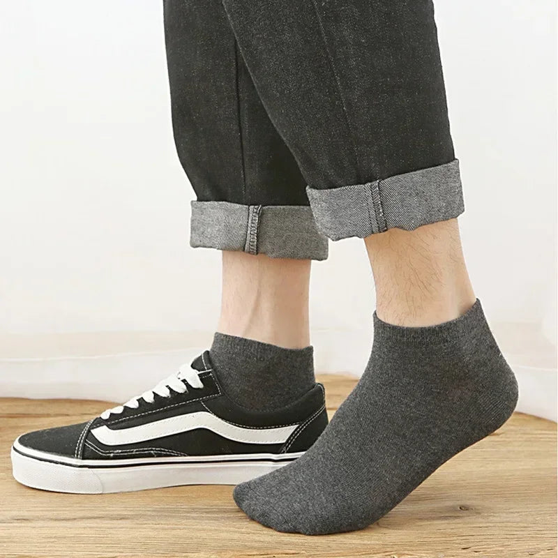Cotton Men Socks Pack Breathable Socks Set High Quality Short Socks Black Ankle Short Gift For Man Size 39-44 Sox 10 Pairs 1 Lot