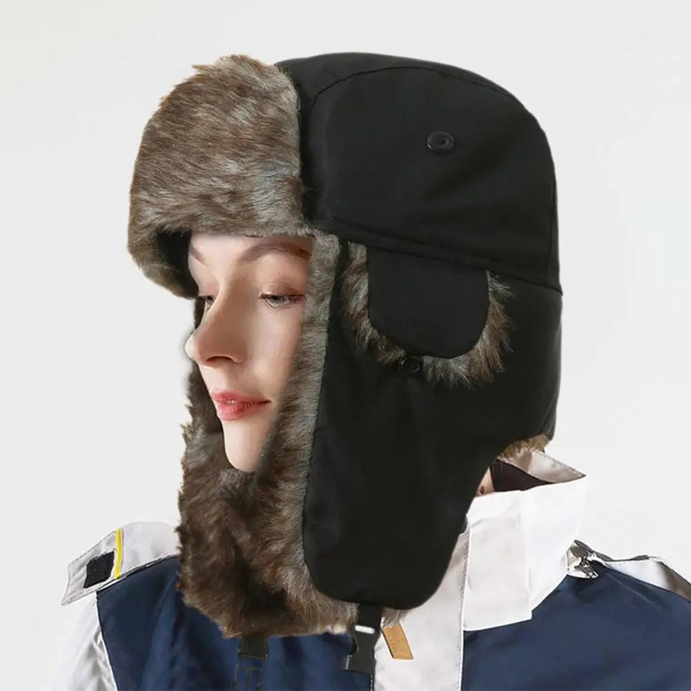 Men Women Trapper Hats Russian Ushanka Warm Winter Fur Earflap Hat Outdoor Sports Skiing Hunting Fishing Plush Cap