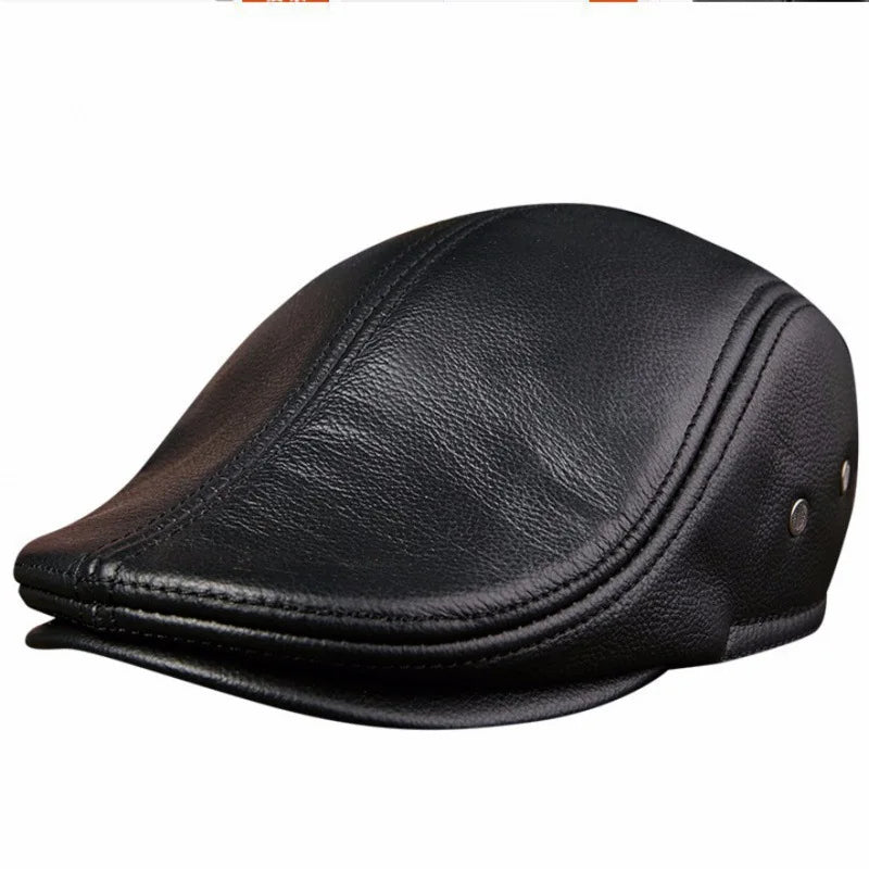 Hat Men's Spring and Autumn Peaked Cap Men's Hat Sheepskin Autumn and Winter Middle-aged Young Leisure Tide Beret Old Man Hat