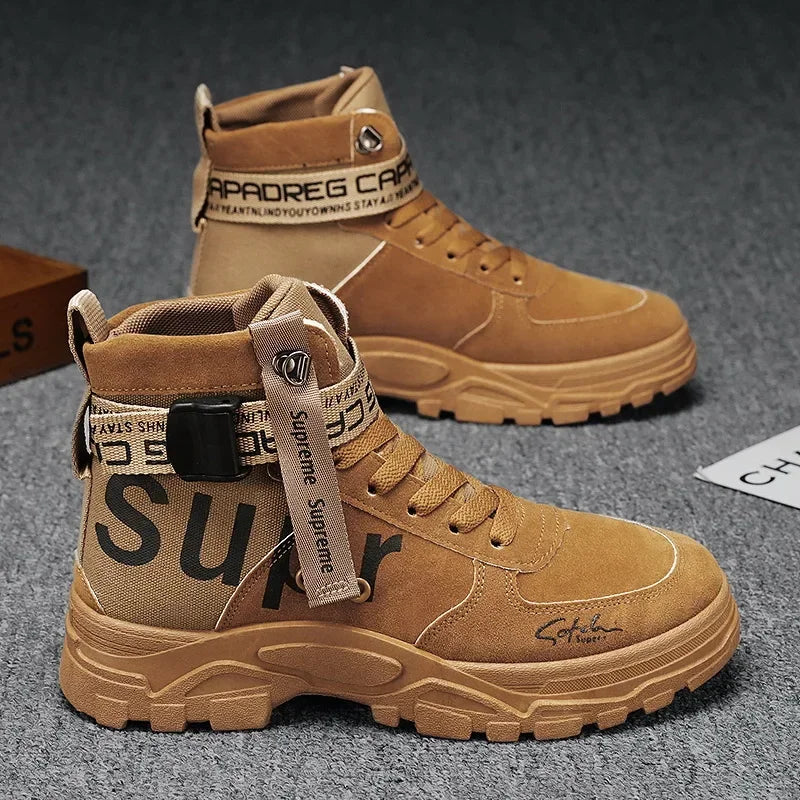 Men Boots 2026 New Versatile in Summer Round Toe High Top Leather Boots Man Sports Boots Men's Shoes