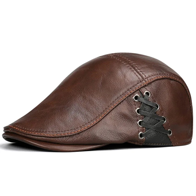 Hat Men's Spring and Autumn Peaked Cap Men's Hat Sheepskin Autumn and Winter Middle-aged Young Leisure Tide Beret Old Man Hat