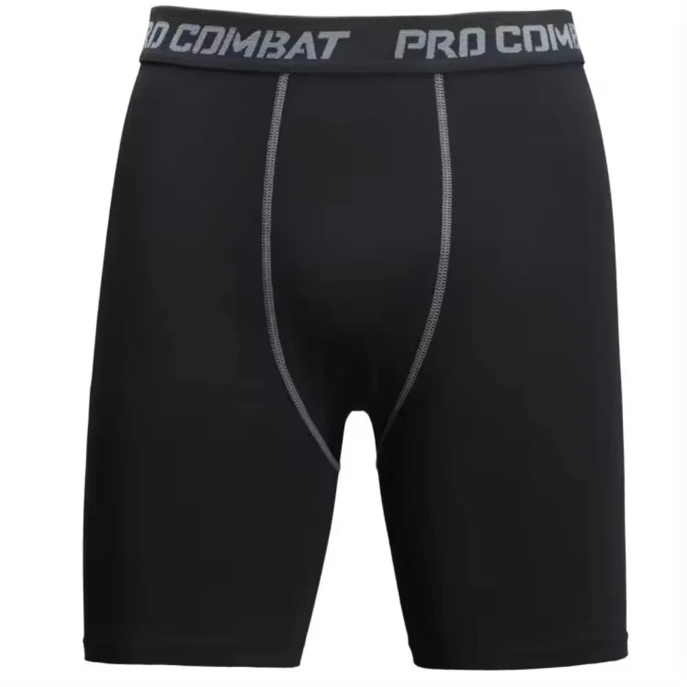 Mens Gym Shorts with Pockets Workout Compression Leggings for Men Polyester Boxer Briefs Running Basketball Athletic Tights