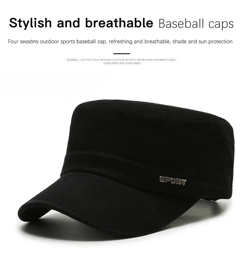 Hat Men's Flat Military Hat Is Simple And Versatile, Middle-Aged Hat Spring And Autumn Duck Tongue Casual Fashion New Style