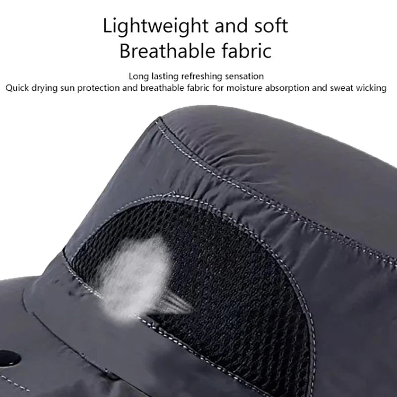 Summer Sun Hats UV Protection Outdoor Hunting Fishing Cap For Men Women Hiking Camping Visor Bucket Hat Neck Flap Fisherman Hat