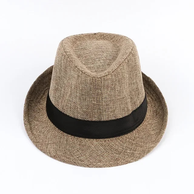 Men's Handsome Cowboy Hats Formal Hat Jazz Cotton Linen Pure Hat Imitation Linen Sun Visor Hat Fashion Accessories