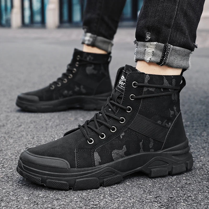 Camouflage Boots for Men Autumn Winter Platform Boots Outdoor High-top Shoes Men Ankle Boots Buty Robocze Meskie wear-resistant