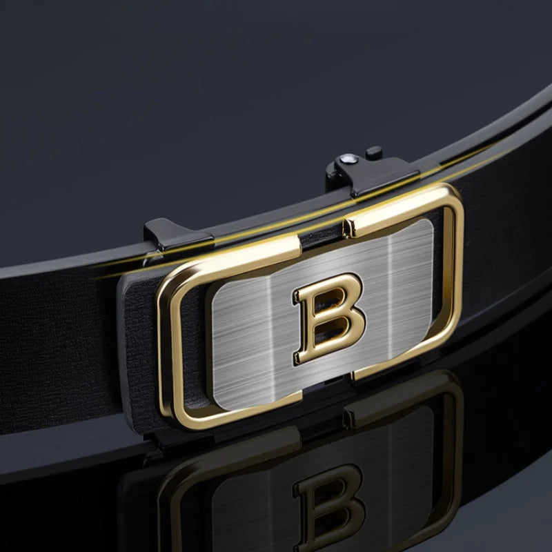 Men's Belt with Automatic Buckle Without Teeth for Wearing, Middle-Aged and Young Casual Business Pants Belt