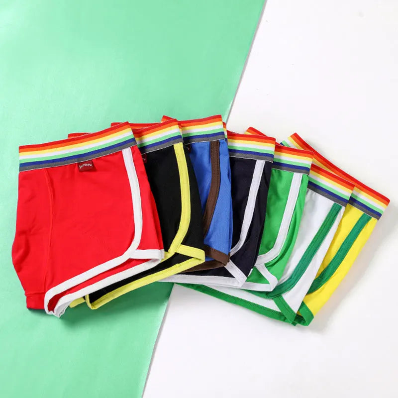 Rainbow Belt Boxershorts Men Boxers Male Underwear Panties Cotton Shorts Boxer Youth Breathable Comfortable Underpants Cueca