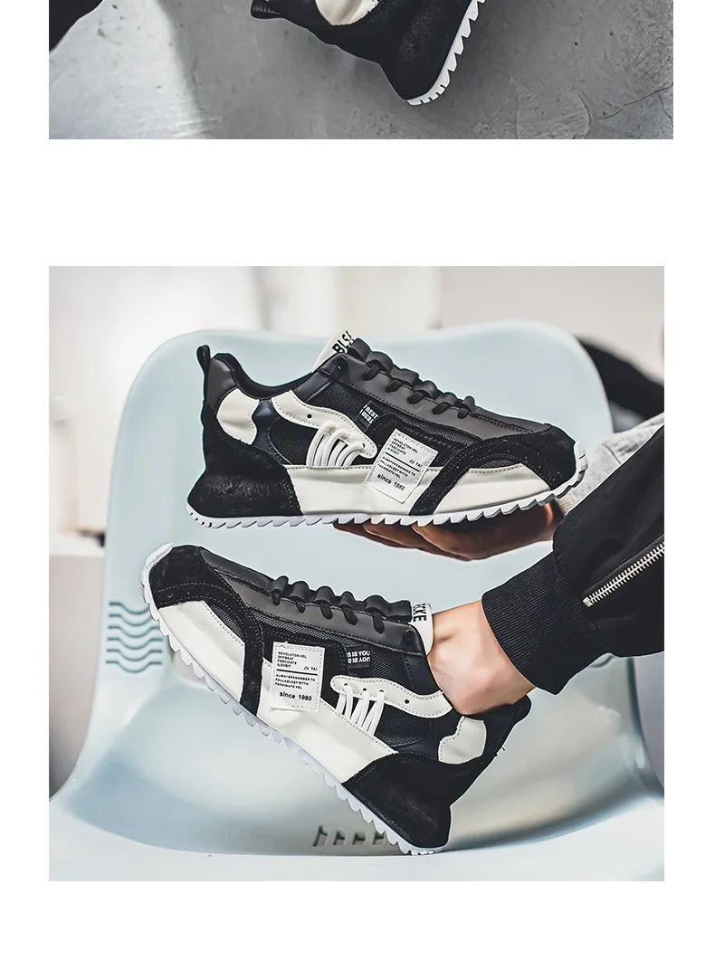 Men White Sneakers 2026 Spring Autumn Breathable Non Slip Running Shoes Lightweight Comfortable Fashion Cross Tied Casual Shoes