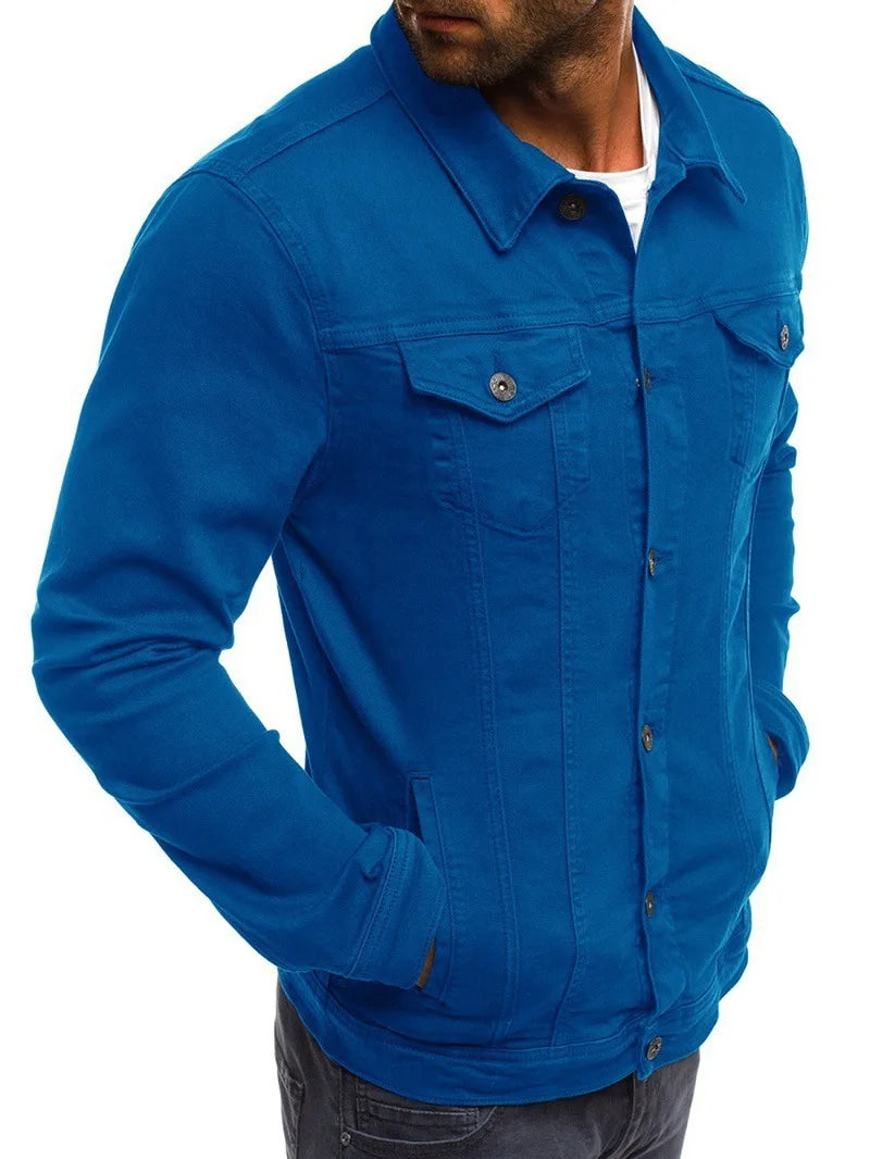 Retro Multiple pockets Men's denim Jacket 2025 Spring and Autumn Men's fashionable versatile slim fit Jacket coat