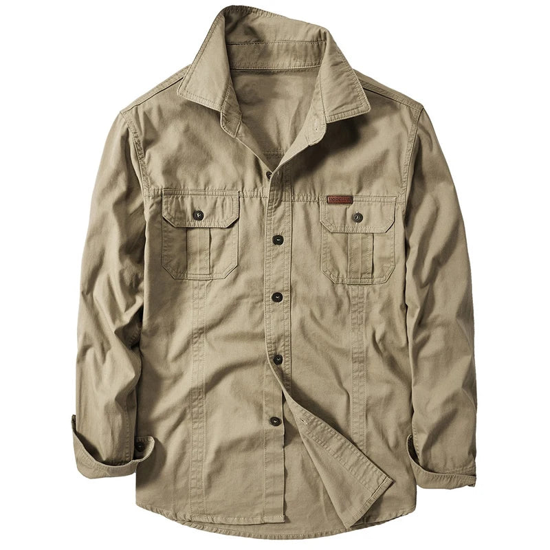 New Men's Spring Multi-pocket Military Tactical Shirts Male Autumn Breathable Blouse Long Sleeve Working Camisa Cargo Shirts
