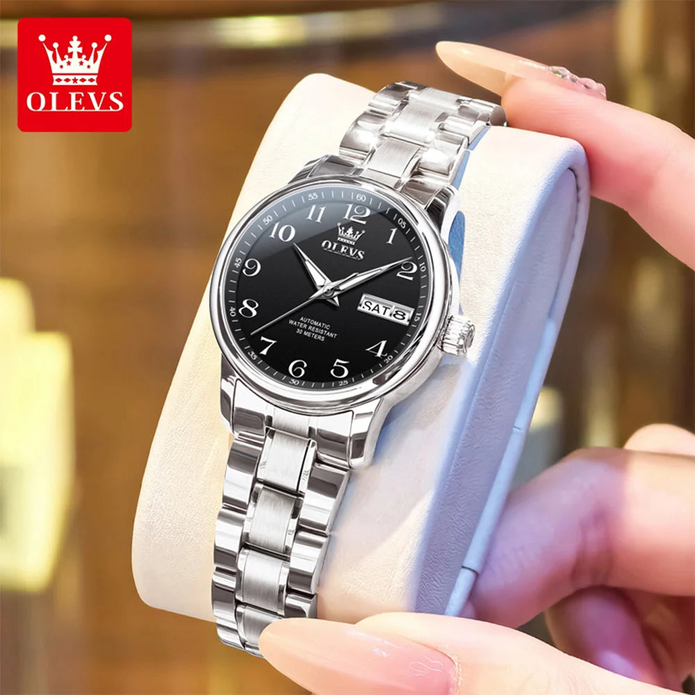 OLEVS 7072 Men Watches Original Business Automatic Mechanical Watches For Man Stainless Steel Waterproof Luminous Day Date Wrist