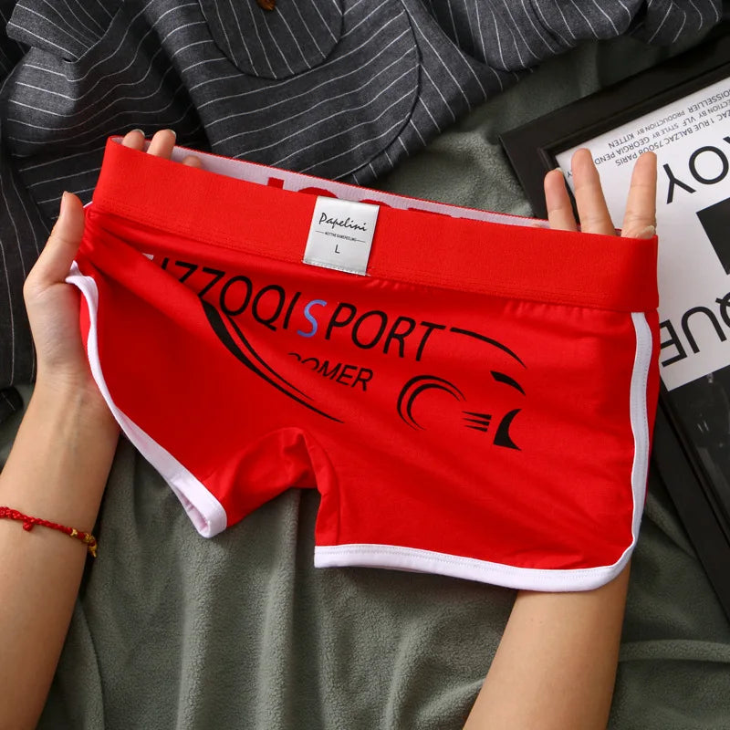 Men's Boxers High Elastic Letter Printed Underwear Sports Breathable Large Size Boxer U Convex Pouch Lingerie Underpants