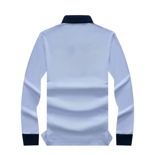 New Men's Long Polo Shirts 100% Cotton Full-Sleeved Collar Tee Shirt Dream Embroidery Casual Sports Tshirt US Size XS-7XL