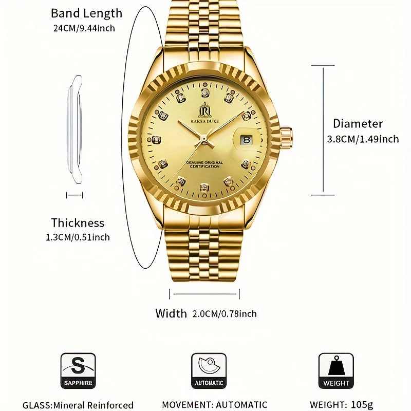 TEVISE  Watch for Men Automatic Mechanical Stainless Steel Waterproof Casual Business Wristwatch Chronograph Date Display Clock