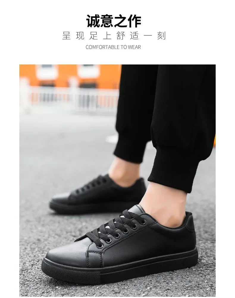 Sneakers Men Shoes 2026Leather Mens Casual Shoes Flat Male Footwear Fashion Black White Shoes Tenis Masculino Skateboard