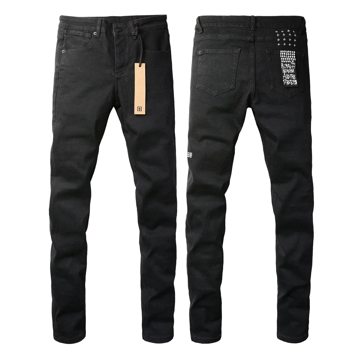 2026 New Men Jeans Fashion Trends Distressed Rose Embroidered Logo Stretch Skinny Button Jeans Pants