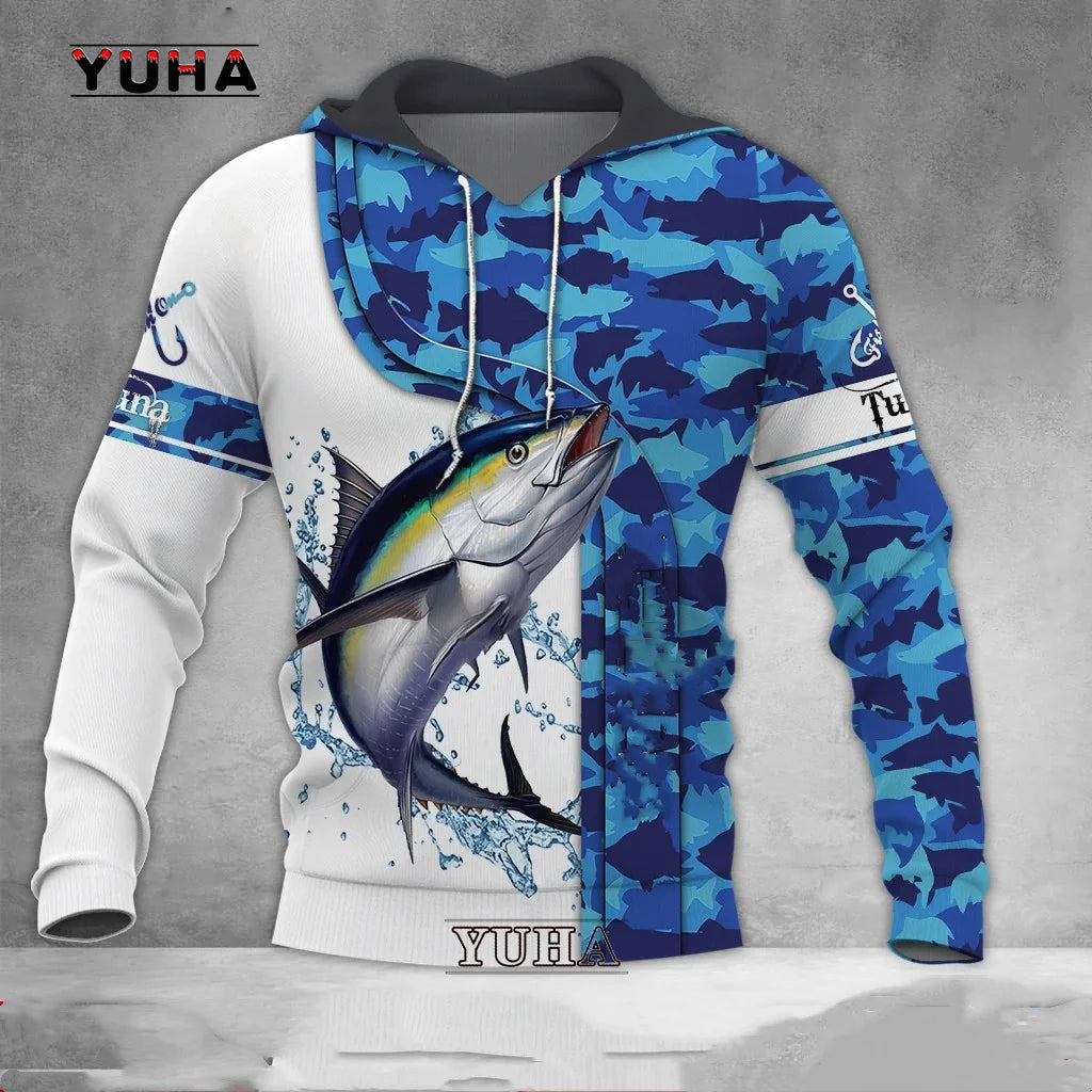 Funny Tuna Fishing 3D All Over Printed Mens hoodies Harajuku Streetwear Hoodie Unisex Casual Pullover Autumn Jacket Tracksuits