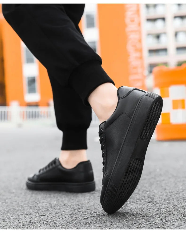 Sneakers Men Shoes 2026Leather Mens Casual Shoes Flat Male Footwear Fashion Black White Shoes Tenis Masculino Skateboard