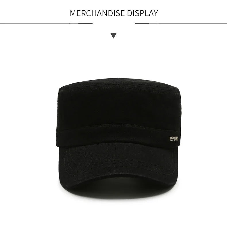Hat Men's Flat Military Hat Is Simple And Versatile, Middle-Aged Hat Spring And Autumn Duck Tongue Casual Fashion New Style