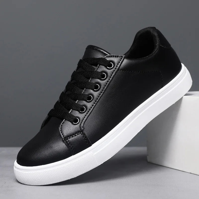 Sneakers Men Shoes 2026Leather Mens Casual Shoes Flat Male Footwear Fashion Black White Shoes Tenis Masculino Skateboard
