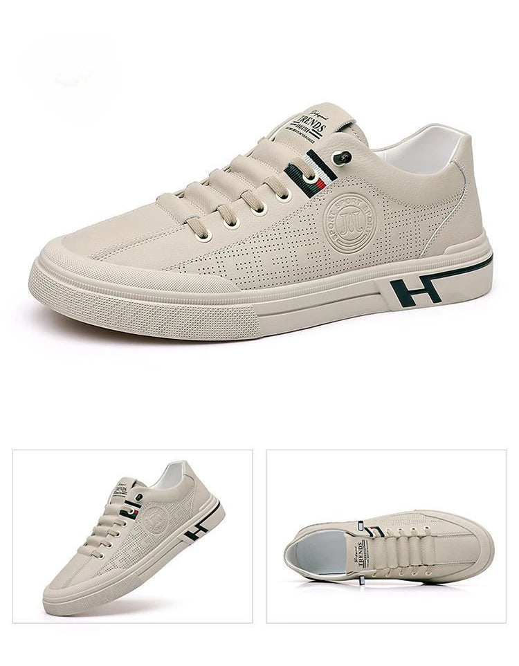 Designer Male Sneakers Trend Sports Shoes for Men White Moccasins Breathable Slip on Men Flats Casual Leather Vulcanized Shoes