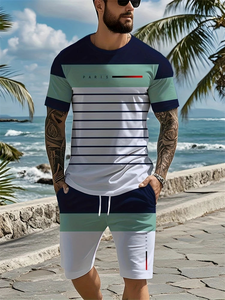 2026 Summer New Arrival Men's Suit Stylish Hip-Hop Style Short-Sleeve Comfortable Fashion Wear Plus Size Athletic Quick-Dry Set