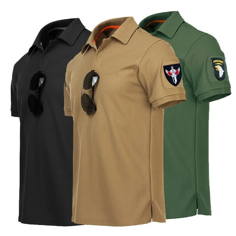Men Polo Shirt Quick Dry Pullover Embroidered Shirts Summer Oversized Breathable Clothes Elastic Plain Hiking Climb T-shirts