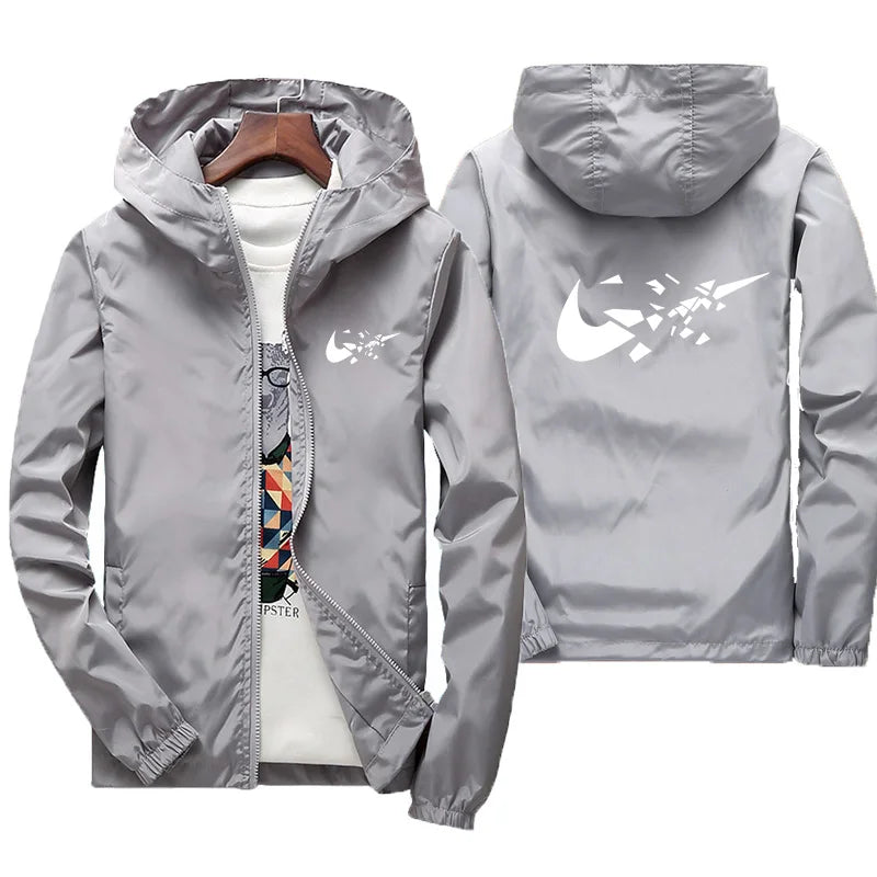 2026 Fashion Street Windproof Shrink and Waterproof Zipper Jacket with Thin Hoodie, Men's Jacket, Spring and Autumn