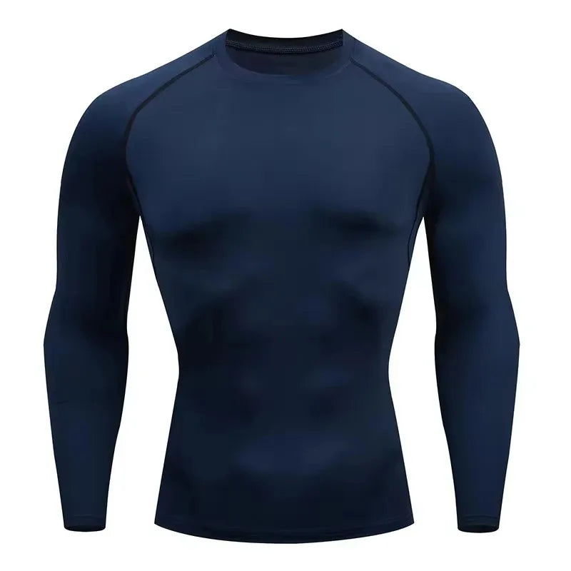 Men Gym Sport T-shirt Compression Elastic Quick Dry Tight Sweat-Wicking Breathable Jogging Running Fitness Athletic Workout Tee