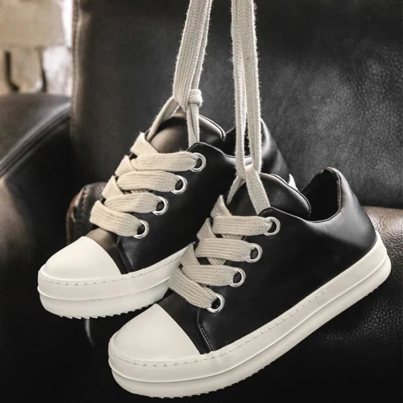 2025Men's Sneakers High Quality Leather Casual Shoes Fashion Couple Street Skate Shoes for Men Lace Up Walk Flats Zapatos Hombre