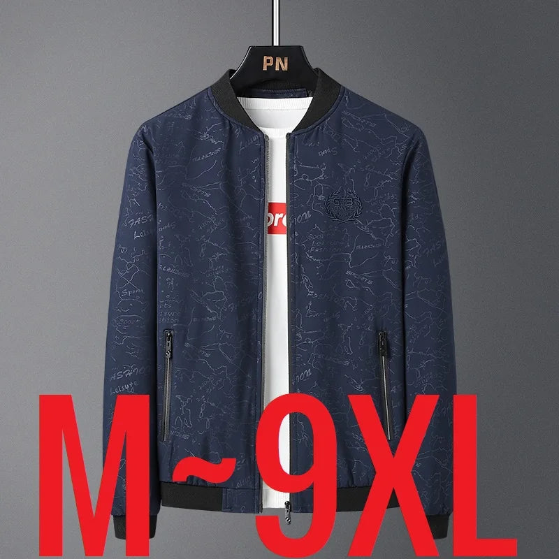 Big Size Men's Jacket Spring Long Sleeve Baseball Casual Jacket Men Black Work Wear Windshield Windbreaker Male Coat Large 9XL